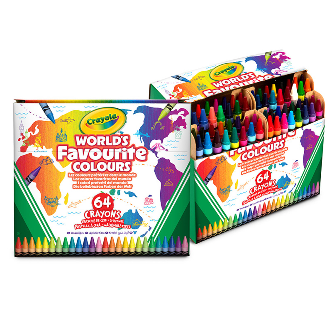 Wordl's Favoutire Colours - 64 pastelli a ceraPackaging with contents