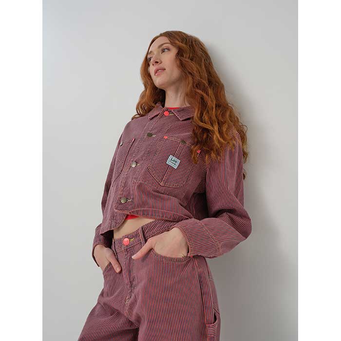 Crayola x Lee Women's Limited Edition Colors Crop Chore Jacket front view.