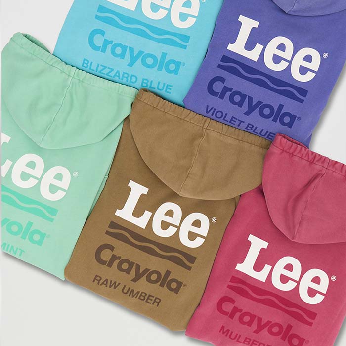 Crayola x Lee hoodie assorted colors