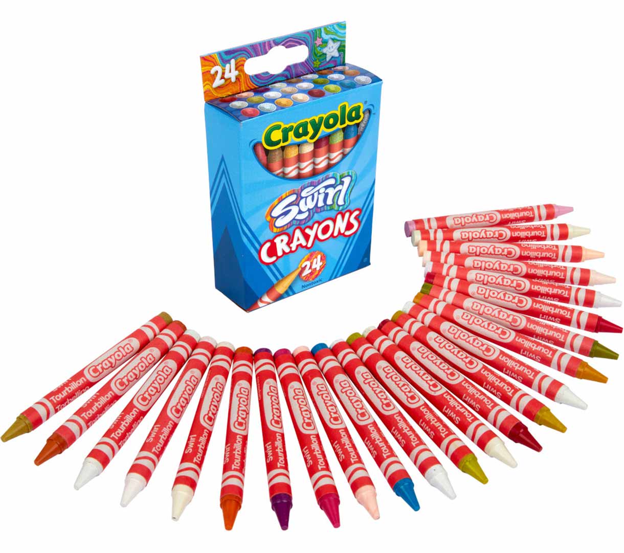 Swirl Crayons  24 count.packaging and contents.