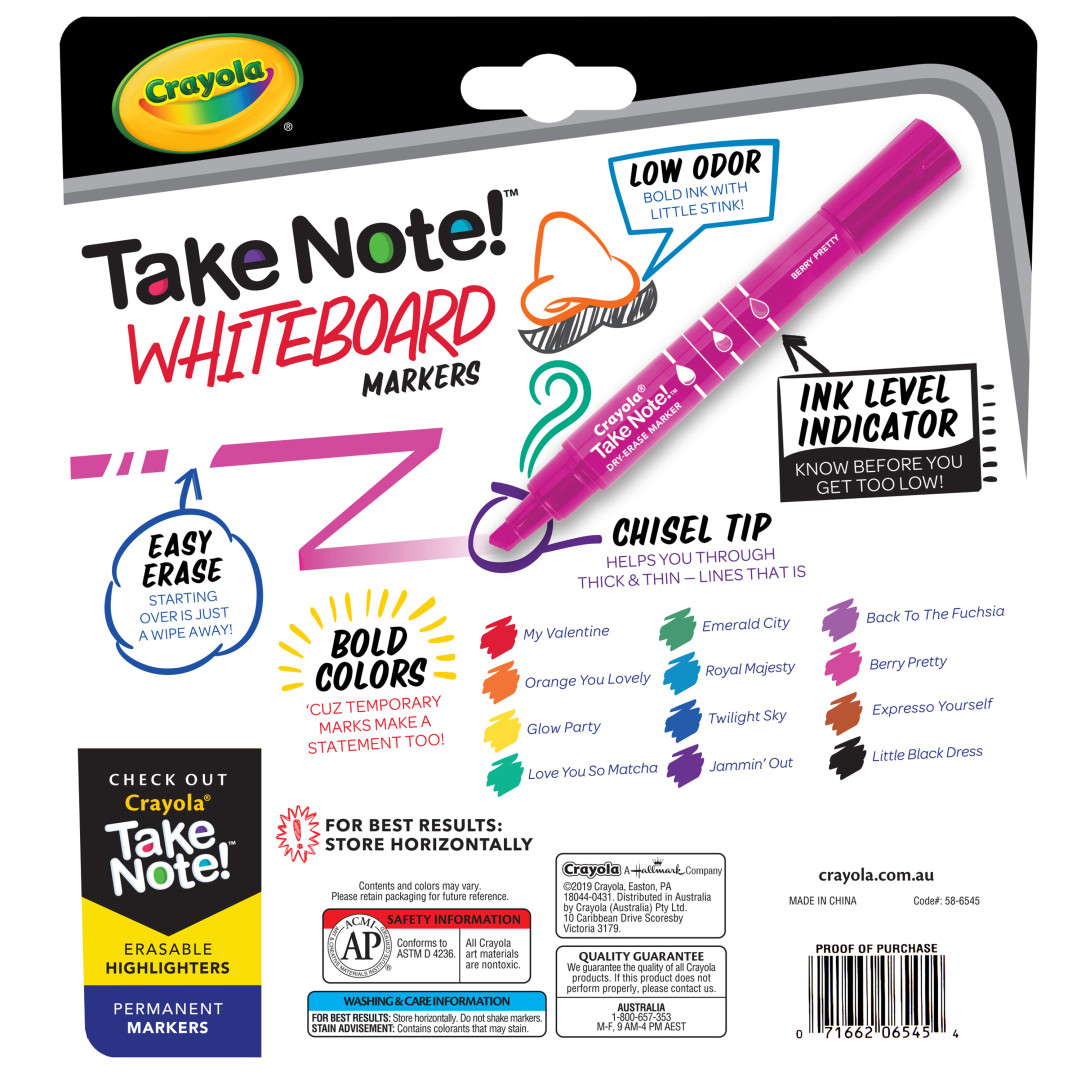 Take Note™ - 12 Whiteboard Markers Chisel Tip Back view