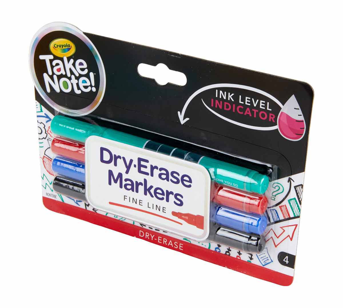 Take Note Low Odor Dry Erase Markers Fine Tip, 4 Count. Right view.