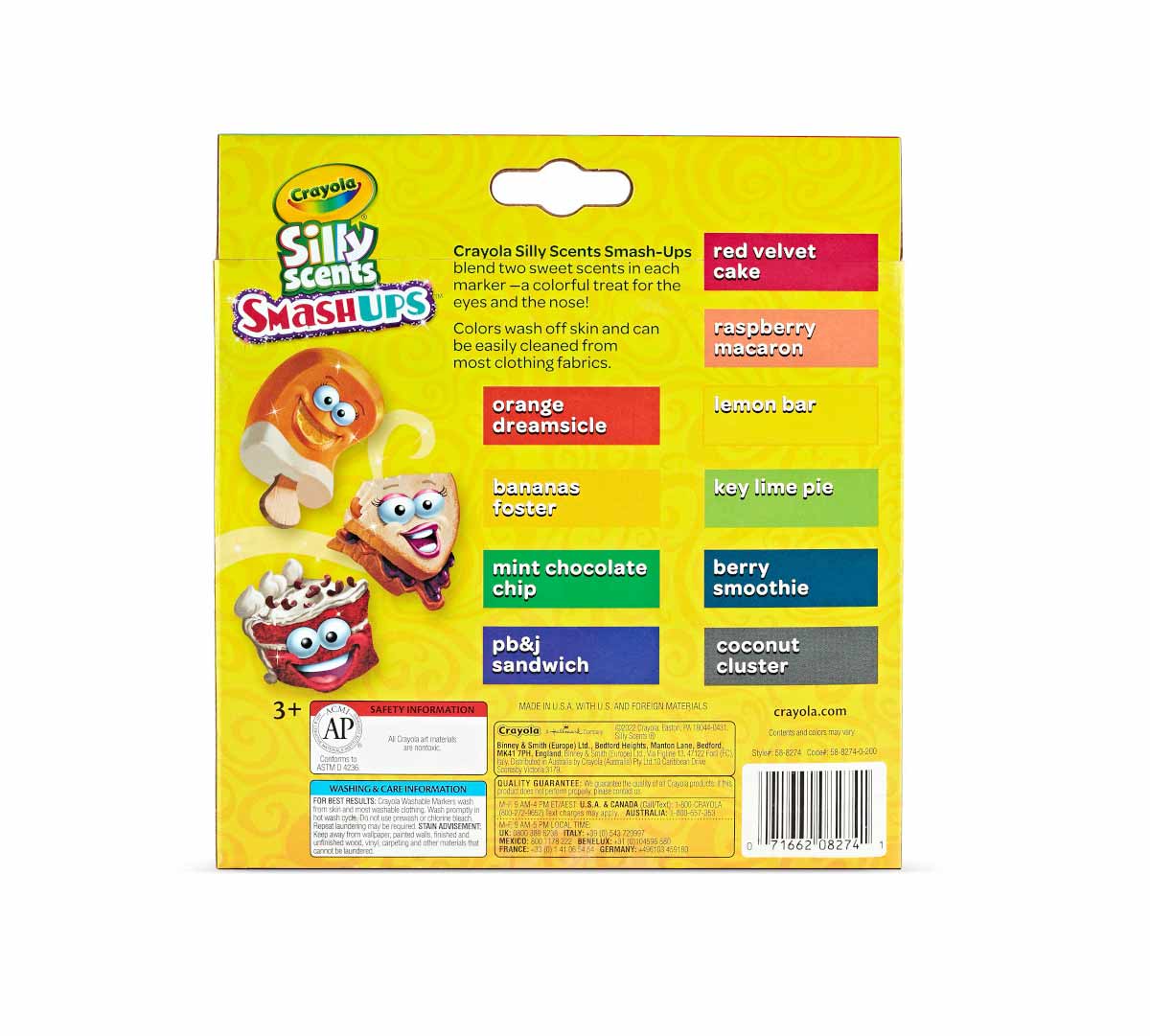 Silly Scents Sweet Smashups  10ct Broad Line Markers back view
