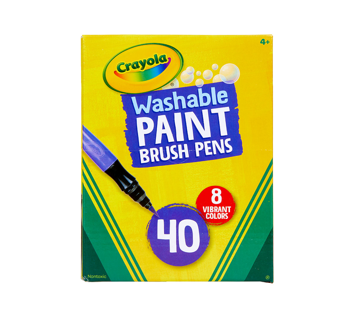 No Drip paint brush pens, 40 count, 8 colors. front view.