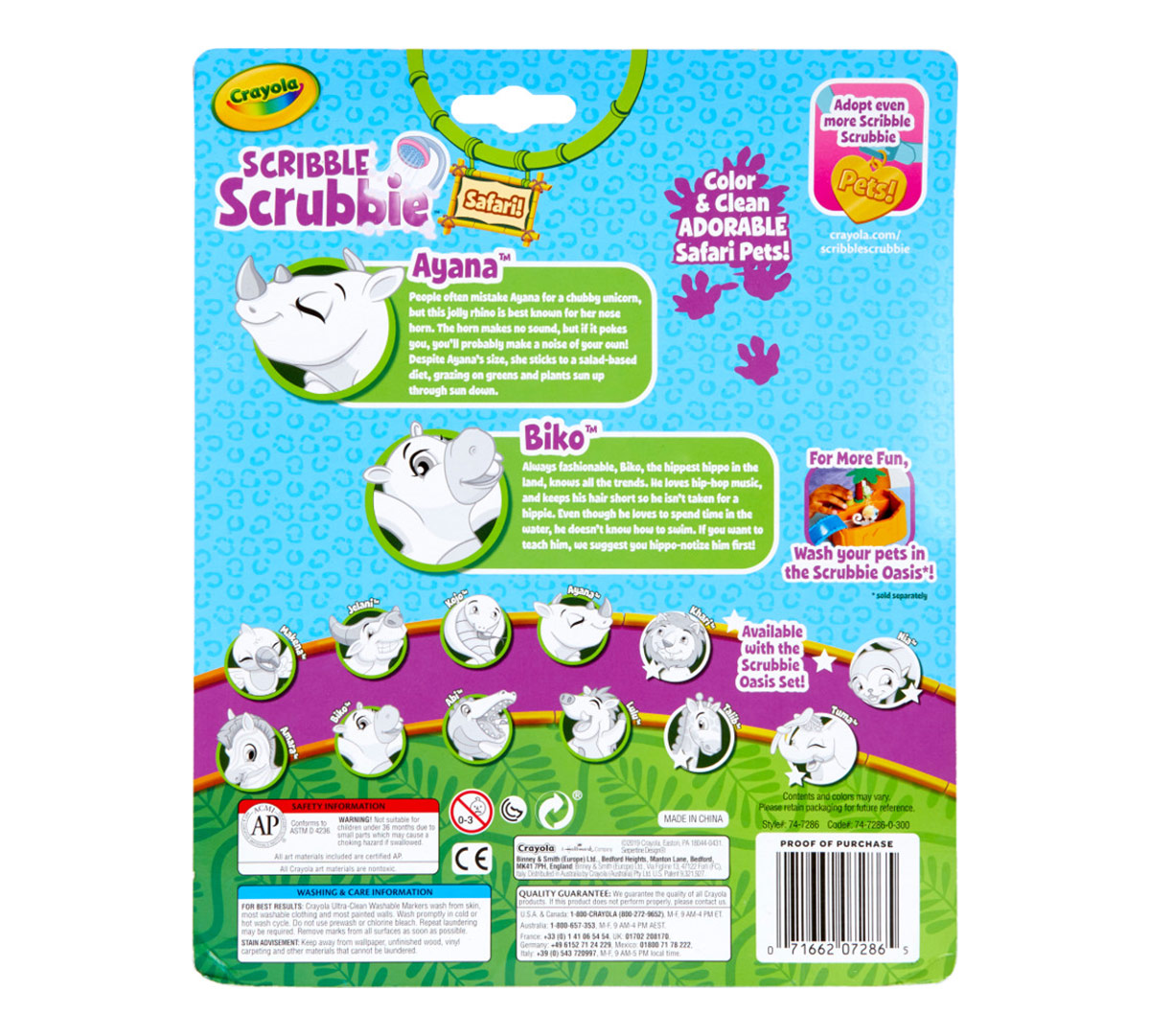 Scribble Scrubbies Pets Safari  2 Count Back View of Package