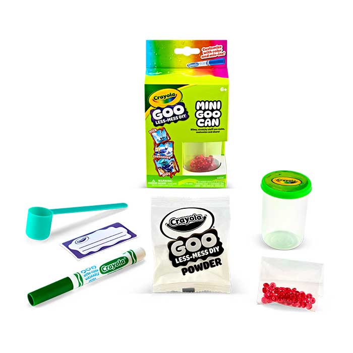 74-76839-R-204 Crayola Goo Mini Can packaging and contents.